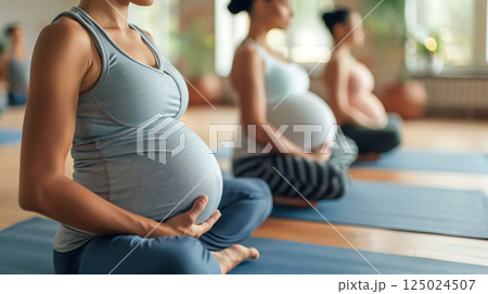 Pregnant woman group yoga calm mindfulness relaxation meditation breathing exercise prenatal in fitness studio heathy balance maternity lifestyle stretching poses lifestyle support community body mats Pregnant woman group yoga calm mindfulness relaxation meditation breathing exercise prenatal in fitness studio heathy balance maternity lifestyle stretching poses lifestyle support community body mats 125024507