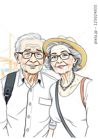 Elderly couple. Illustration of Retirement woman and man. seniors together 125024935