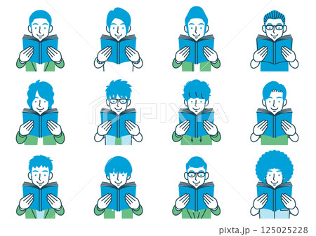 本を読む男性のイラストセット 125025228
