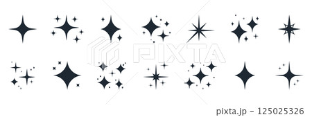Sparkle And Starburst Solid Icon Set. Shiny Decorative Elements Silhouette Symbol Collection. Isolated Vector Illustration Sparkle And Starburst Solid Icon Set. Shiny Decorative Elements Silhouette Symbol Collection. Isolated Vector Illustration 125025326