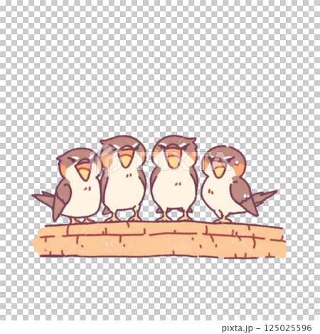 Deformation, illustration of a flock of swallows, cute, material, no background, icon 125025596