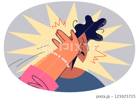 Woman give face slap to unhappy man 125025725