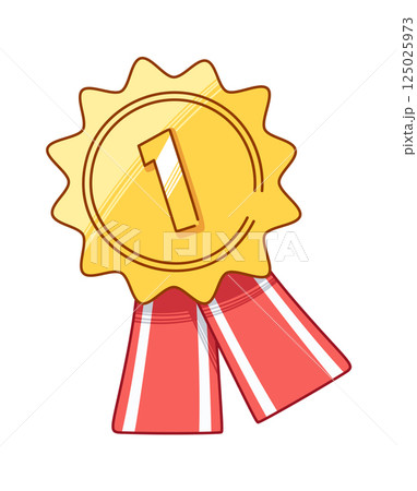 Fist place medallion hand drawn 125025973