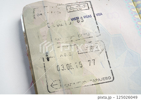 the Visa of Bosnia and Herzegovina on a passport the Visa of Bosnia and Herzegovina on a passport 125026049