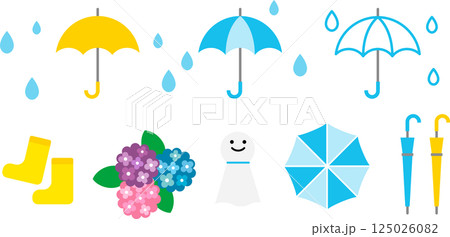 傘・雨の梅雨アイコン 傘・雨の梅雨アイコン 125026082