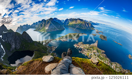 Lofoten archipelago Fisheye lens. cc of the Lofoten Islands. 125026111