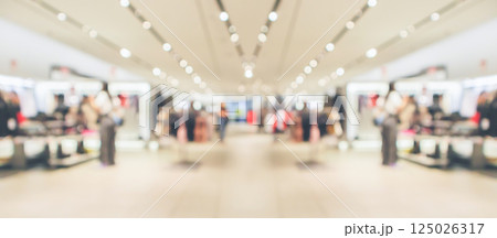 Abstract blur clothing boutique display interior of shopping mall background 125026317