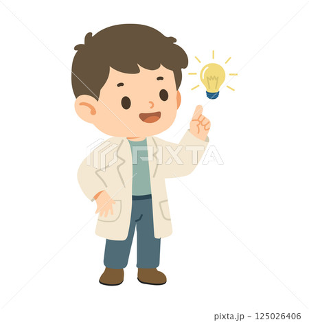 Illustration of a Young Scientist with a Light Bulb Illustration of a Young Scientist with a Light Bulb 125026406