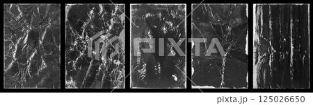 Empty old vintage black scratch torn poster set overlay texture background Empty old vintage black scratch torn poster set overlay texture background 125026650