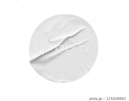 Blank white round paper sticker label isolated on white background Blank white round paper sticker label isolated on white background 125026663
