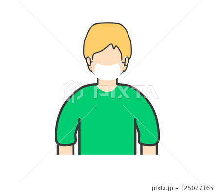 マスクの白人男性_緑の服 マスクの白人男性_緑の服 125027165