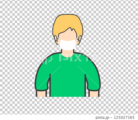 マスクの白人男性_緑の服 マスクの白人男性_緑の服 125027165