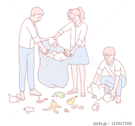 Community CleanUp A Dedicated Group of People Collecting Trash Together for a Greener Future 125027208