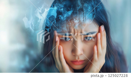 Conceptual Portrait of Mental Health and Emotional Struggle 125027228