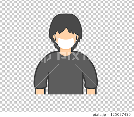 マスクの男性_黒い服 125027450