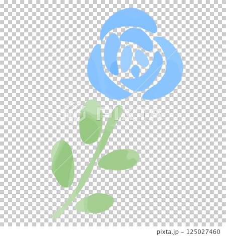 簡單的水彩風格藍玫瑰插畫 125027460