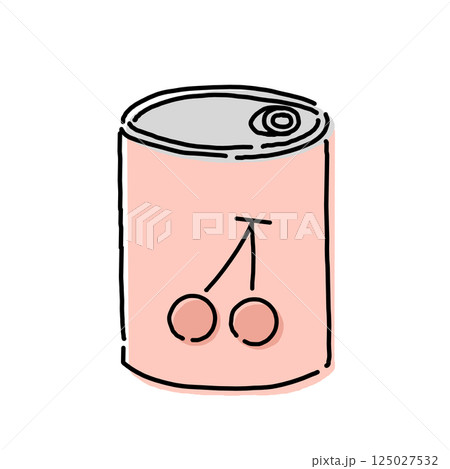 シンプルなさくらんぼの缶詰のイラスト シンプルなさくらんぼの缶詰のイラスト 125027532