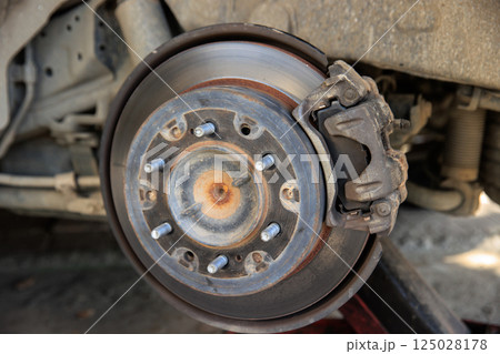 Mechanic changing a wheel of a modern car Mechanic changing a wheel of a modern car 125028178