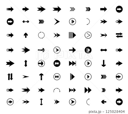 Vector arrow icon set navigation symbol black direction guide Vector arrow icon set navigation symbol black direction guide 125028404