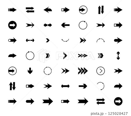 Vector arrow icon direction navigation set symbol black collection Vector arrow icon direction navigation set symbol black collection 125028427