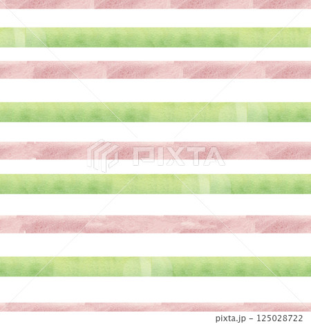 Stripes geometric watercolor seamless pattern. Pastel green and pink grunge lines background, abstract geometric clipart for textile, fabric, wallpaper design 125028722