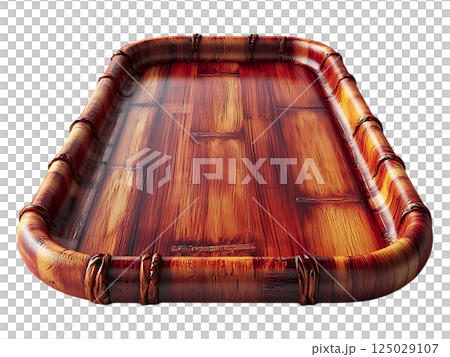 Elegant rectangular tray with rich, dark wood grain texture and a distinctive bamboostyle border. 125029107