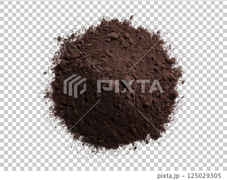 High-res image of a dark brown powder pile isolated on white. Perfect for food, health, beauty, or industrial applications. Its textured surface and rich color add visual interest to any design. High-res image of a dark brown powder pile isolated on white. Perfect for food, health, beauty, or industrial applications. Its textured surface and rich color add visual interest to any design. 125029305