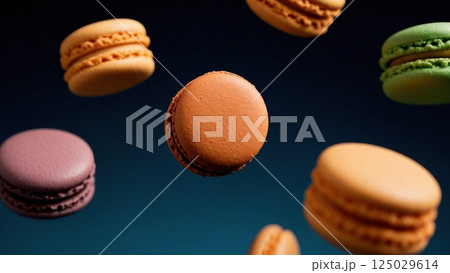 Delicious macarons, floating in the air, Delicious macarons, floating in the air, 125029614