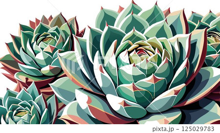 A detailed close-up of the geometrically arranged desert succulents highlights their individual textures and forms, creating a high-quality image perfect for botanical illustrations, interior design A detailed close-up of the geometrically arranged desert succulents highlights their individual textures and forms, creating a high-quality image perfect for botanical illustrations, interior design 125029783