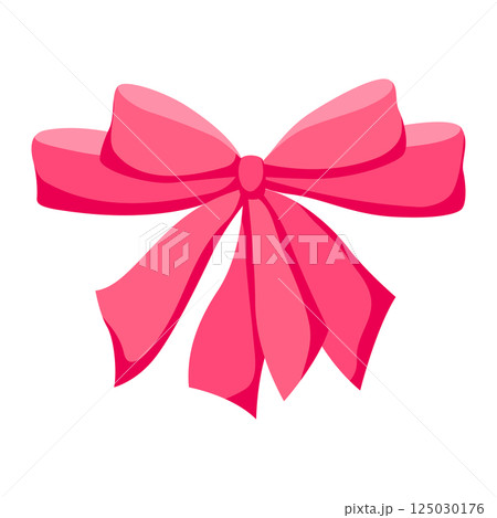 Satin bow illustration. Ribbon with knot for gift card and design. Satin bow illustration. Ribbon with knot for gift card and design. 125030176
