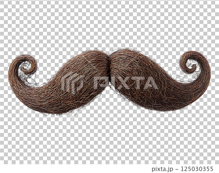 A whimsical, elaborately curled brown mustache on a clean white background. Perfect for adding a touch of quirky humor or vintage style to your designs. A whimsical, elaborately curled brown mustache on a clean white background. Perfect for adding a touch of quirky humor or vintage style to your designs. 125030355