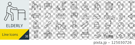 Line icon set about elderly people 125030726