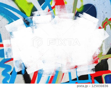 Abstract Street Art Graffiti with Bold White Center for 90s Holographic Design Abstract Street Art Graffiti with Bold White Center for 90s Holographic Design 125030836