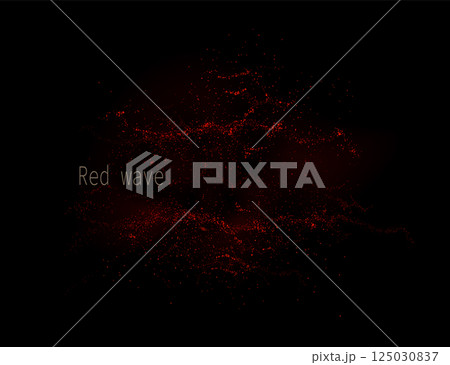Isolated composition with red horizontal chaotic pattern, abstract frame on black background 125030837