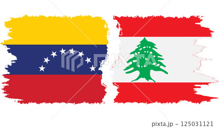 Lebanon and Venezuela grunge flags connection vector 125031121
