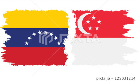 Singapore and Venezuela grunge flags connection vector 125031214