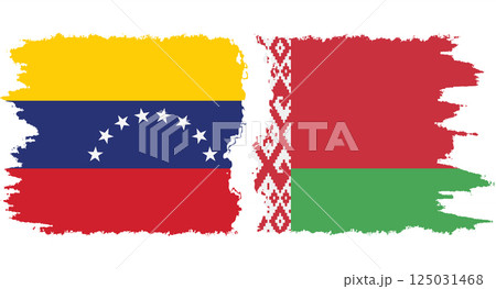 Belarusian and Venezuela grunge flags connection vector 125031468