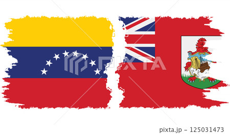Bermuda and Venezuela grunge flags connection vector 125031473