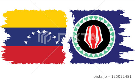 Bougainville and Venezuela grunge flags connection vector 125031481