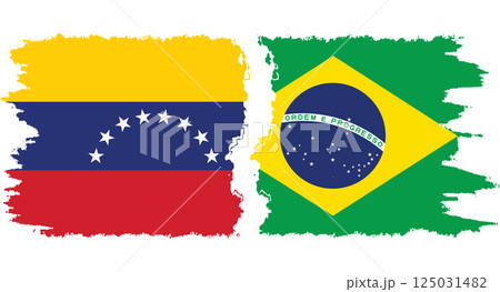 Brazil and Venezuela grunge flags connection vector 125031482