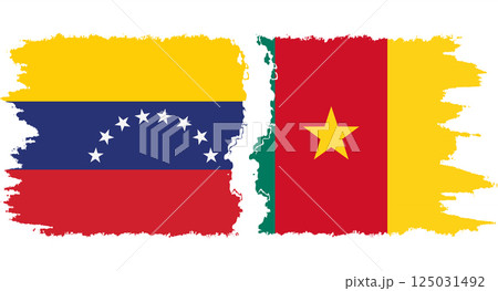 Cameroon and Venezuela grunge flags connection vector 125031492