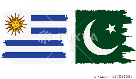 Pakistan and Uruguay grunge flags connection vector 125031585