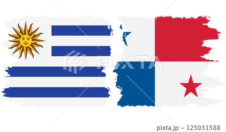 Panama and Uruguay grunge flags connection vector 125031588