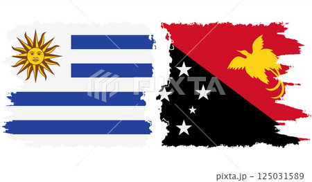 Papua New Guinea and Uruguay grunge flags connection vector 125031589