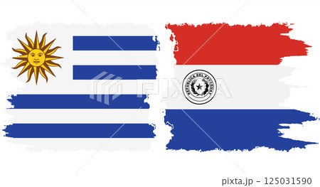 Paraguay and Uruguay grunge flags connection vector 125031590