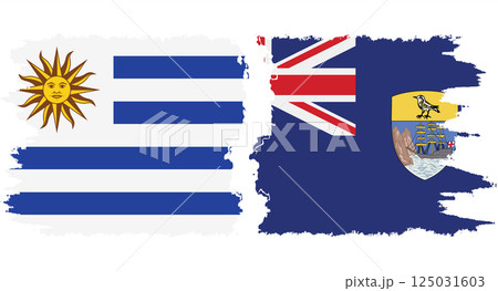 Saint Helena and Uruguay grunge flags connection vector 125031603