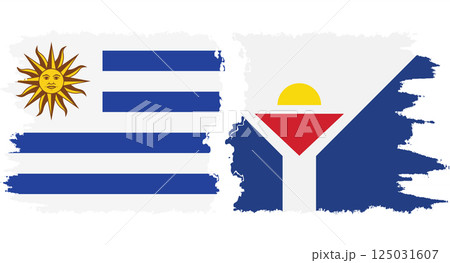 Saint Martin and Uruguay grunge flags connection vector Saint Martin and Uruguay grunge flags connection vector 125031607