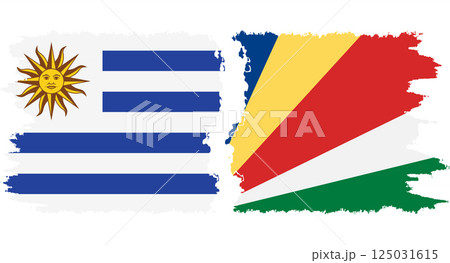Seychelles and Uruguay grunge flags connection vector Seychelles and Uruguay grunge flags connection vector 125031615