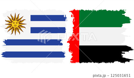 United Arab Emirates and Uruguay grunge flags connection vector 125031651