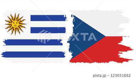 Czech and Uruguay grunge flags connection vector 125031682